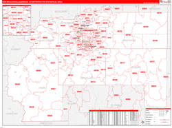 Denver-Aurora-Lakewood Metro Area Wall Map Red Line Style 2024